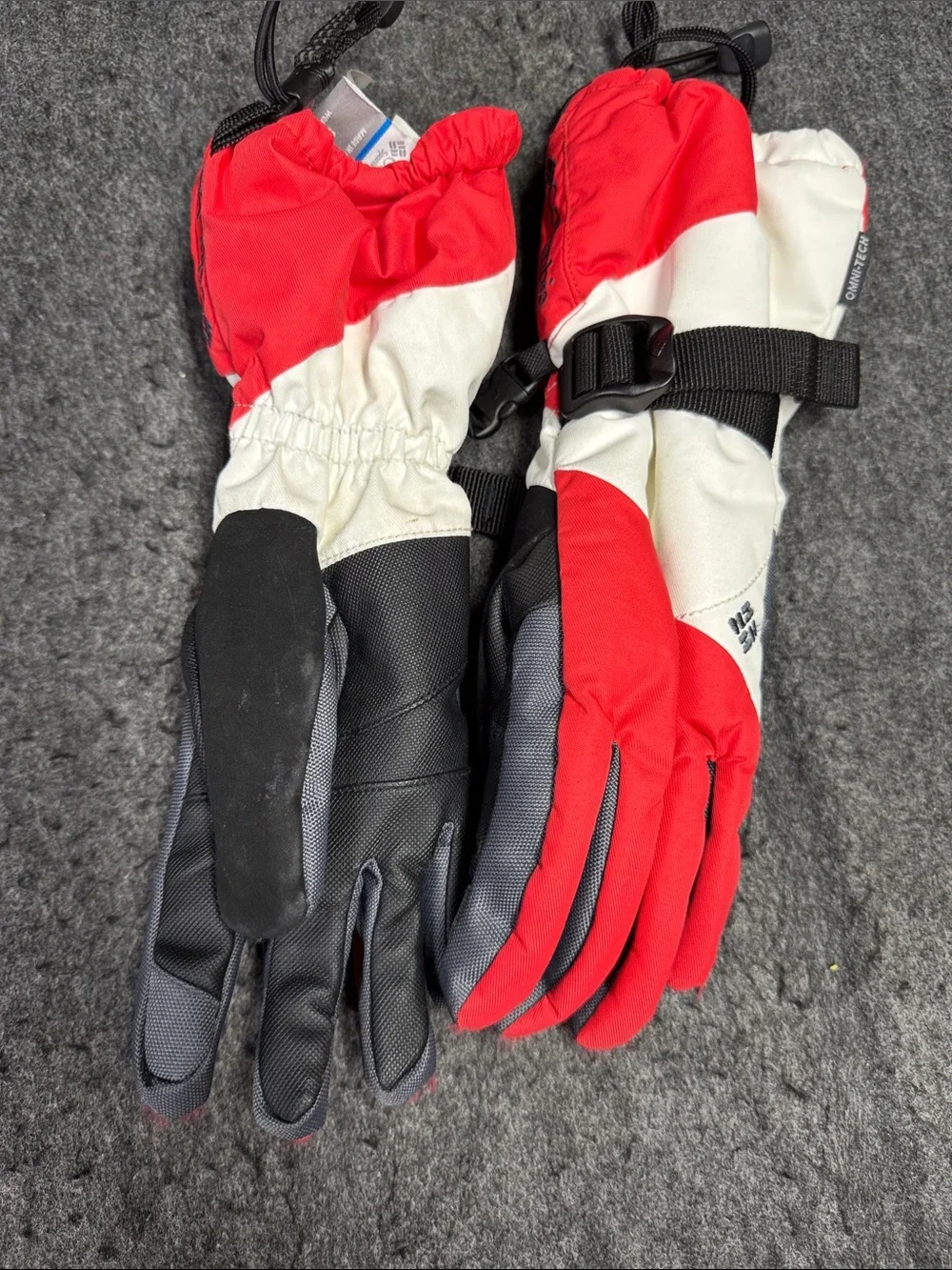 Columbia Red White Gray Ski Gloves with Adjustable Strap
